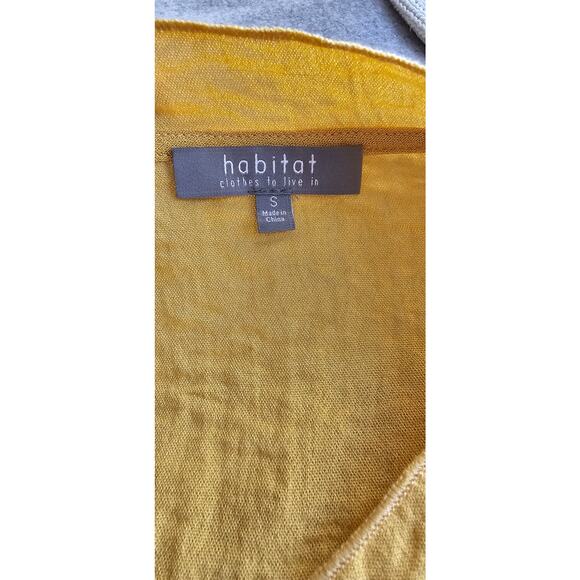 Habitat Mustard Yellow Gauzy 3/4 Sleeve Unusual Button Tunic Jackets Sz‎ Small - Picture 7 of 8